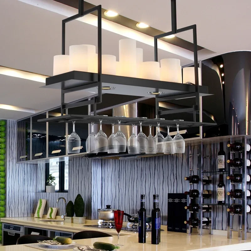 Lampe de restaurant de style industriel rétro casier à vin en fer forgé bougeoir comptoir de bar