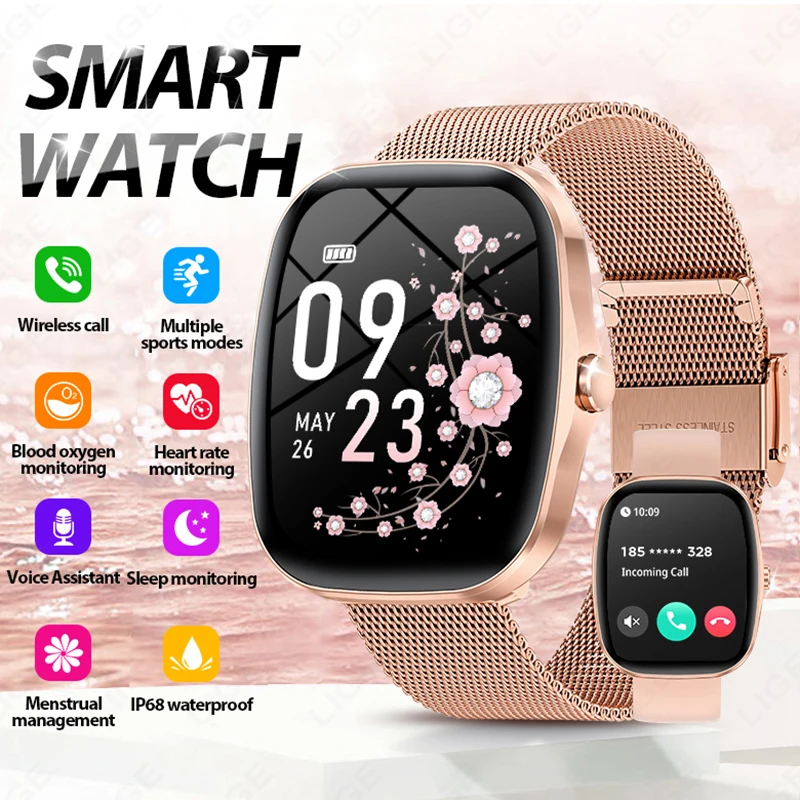 

LIGE Women Smart Watch Bluetooth Call Fitness Sports Watches Ladies Heart Rate Sleep Tracker Waterproof Smartwatch Men Pedometer