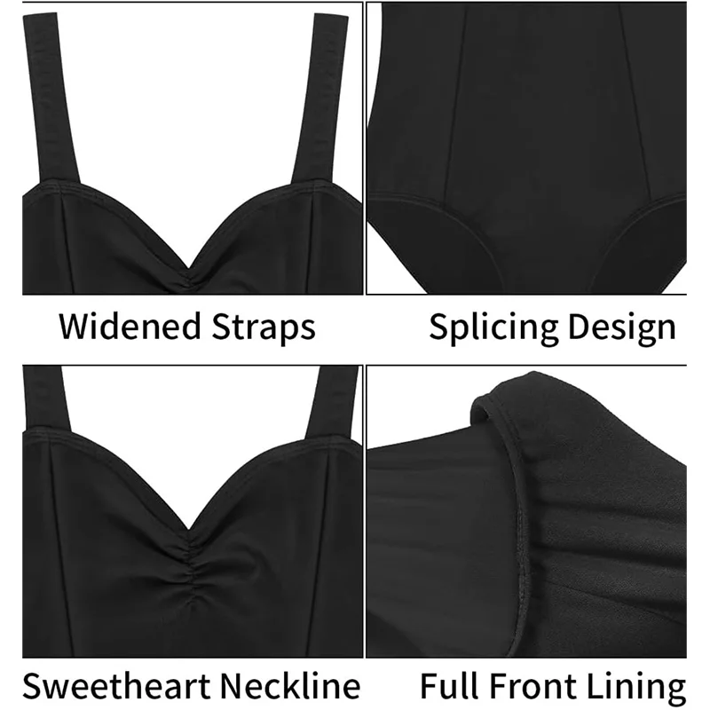 المرأة اتسعت الأشرطة الكلاسيكية الأساسية أكمام بروتيل الباليه ملابس رقص الجمباز للكبار الرقص تانك القمم مع بطانة أمامية ناعمة