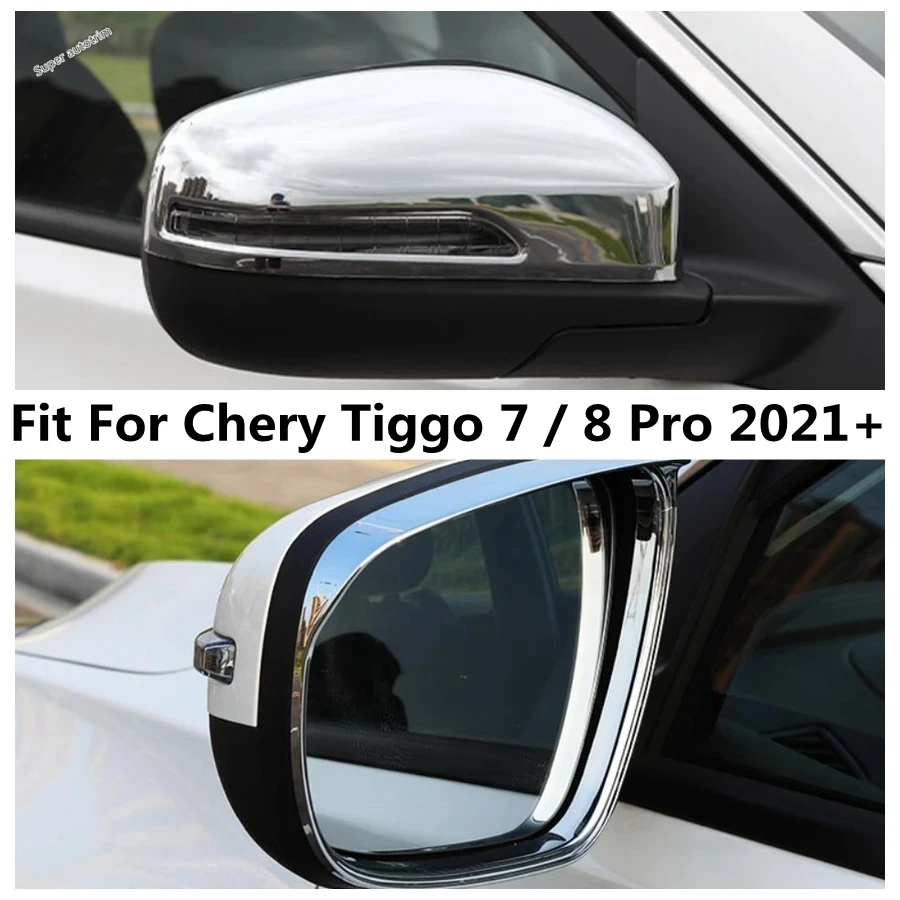 Car Side Rearview Mirror Shell Rain Eyebrow Cover Trim For Chery Tiggo 7 / 8 Pro 2021 2022 2023 ABS Chrome Accessories Exterior