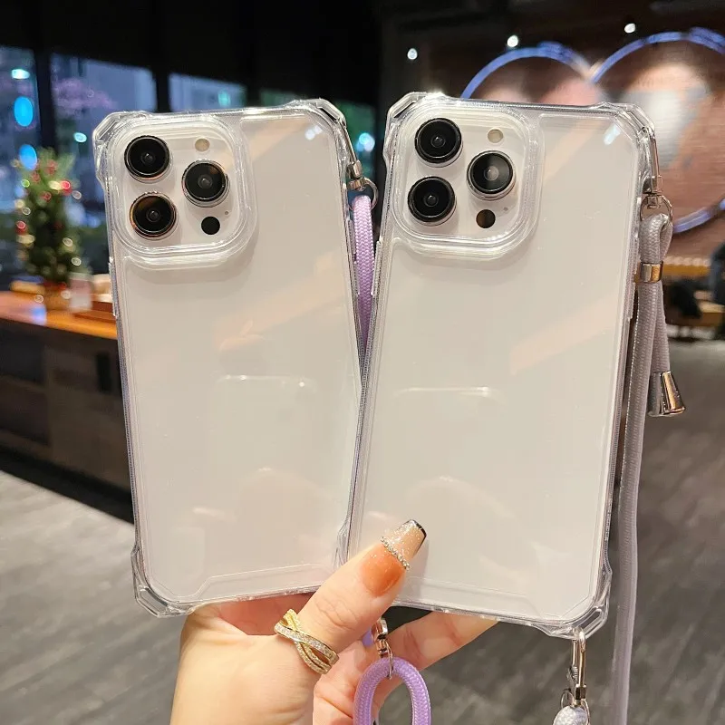 Stoßfeste Transparente Hülle für Samsung S26 S24 FE S25 Ultra S23 Plus S22 S21 A36 mit Umhängeband und Halsriemen – Detail 9