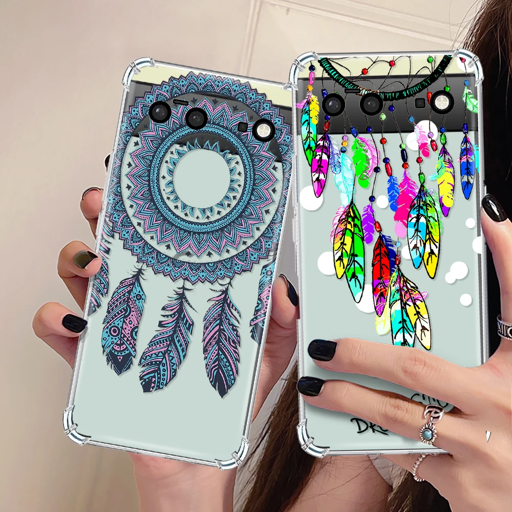 Shockproof Soft Silicone Phone Case for Google Pixel 7a 7 Pro Luxury Transparent Cover for Pixel 6a 6 6Pro Dream Catcher Capinha