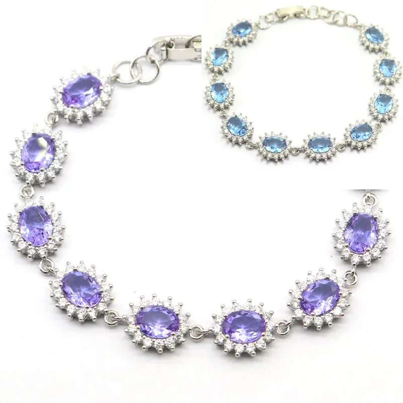 

15g 925 SOLID STERLING SILVER Customized BRACELET Fantastic Color Changing Zultanite Alexandrite CZ Wedding 8.5inch