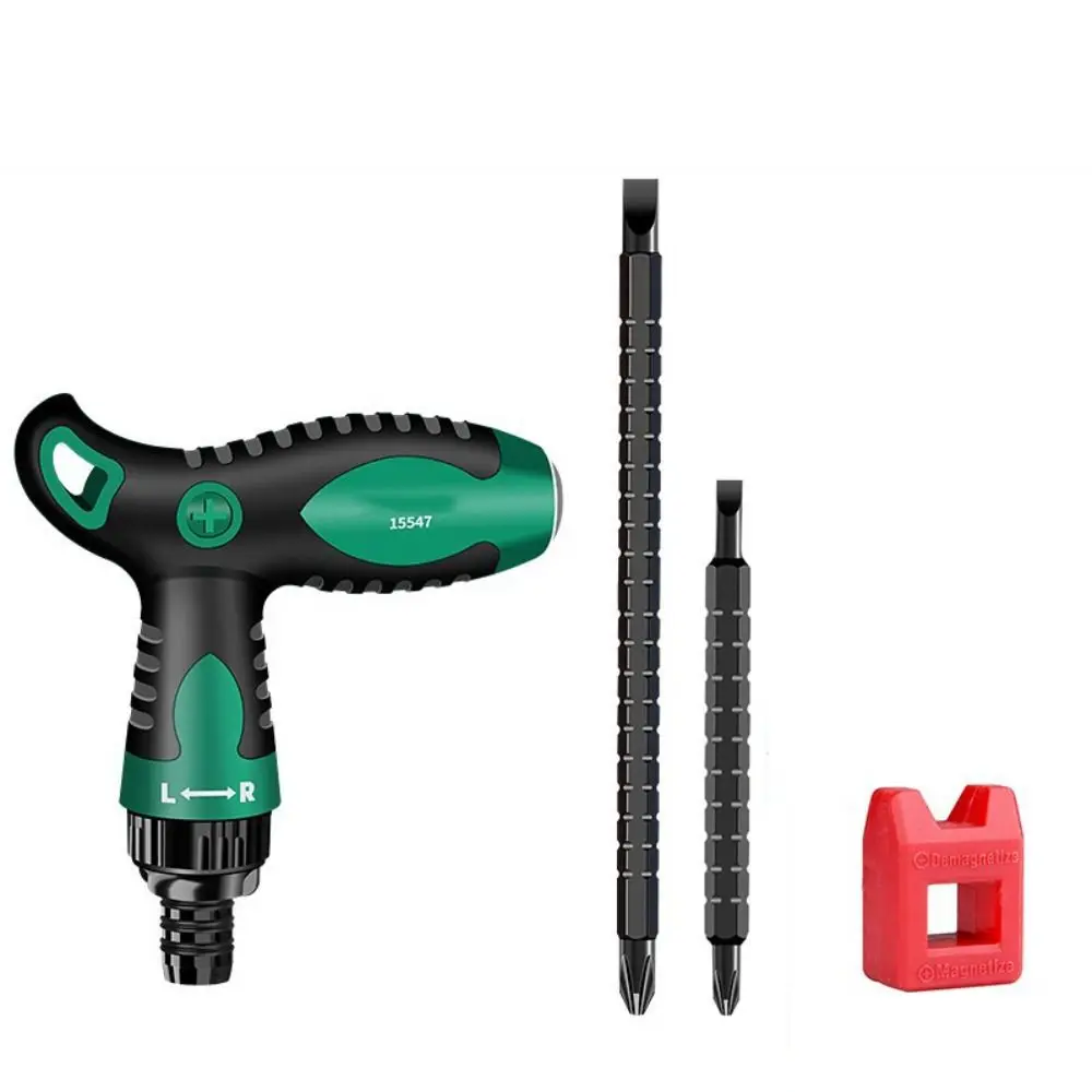 Insulated Handle Ratchet Handle Screwdriver Set Adjustable Telescopic Ratchet Screwdriver Bit Slotted T Handle