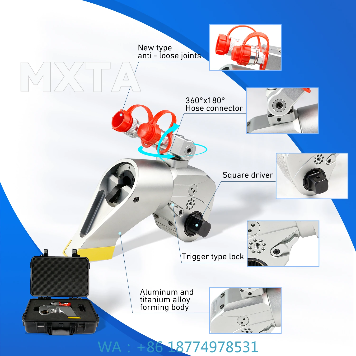 Натяжители гаечных ключей и болтов для промышленного применения. Высокопрочный, высокая прочность. Гидравлический крутящий момент 8MXTA.