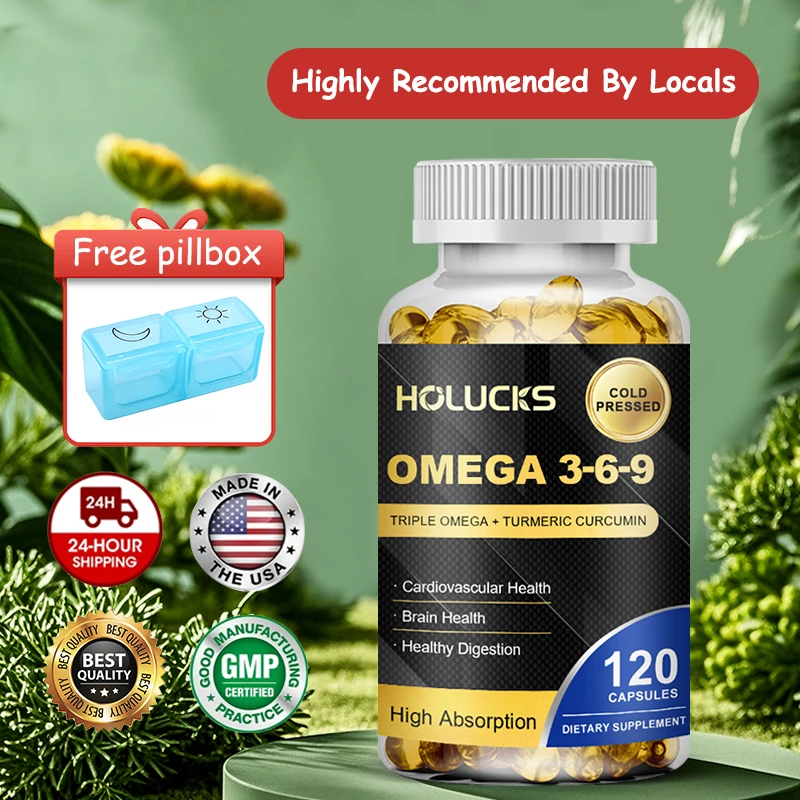 

HOLUCKS Omega 3-6-9 Supplement, with Turmeric Curcumin, Support Heart Health, Reduce Inflammation & Strengthen Immune System