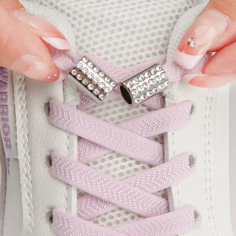 Diamond Lock Schnürsenkel ohne Krawatten elastische Schnürsenkel Sneaker keine Krawatte Schnürsenkel Kinder Erwachsene verbreiterte flache Schnürsenkel für Schuhe