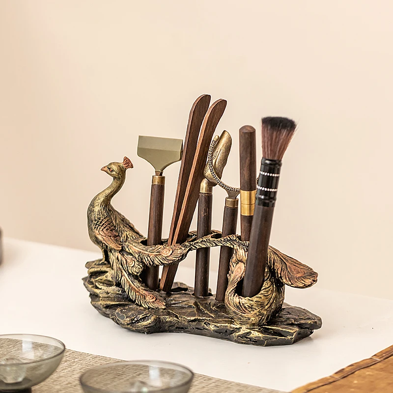 Tea ceremony six gentlemen accessories kung fu tea set supplies tea clip tea knife tea cup holder tea pen tea scraping tea tool view 3