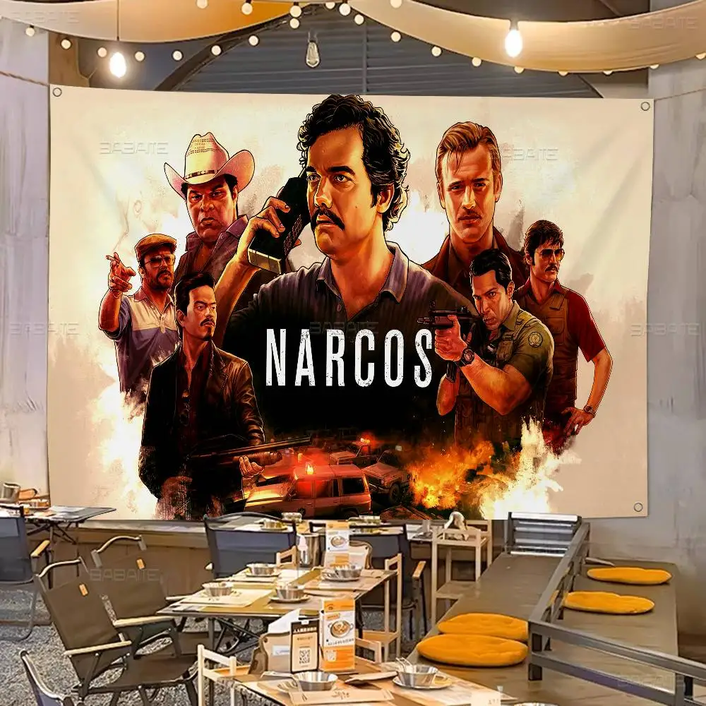 Narcos TV Series Retro Flags Multiple Choice Living Studio Booth Interior Decoration Banner