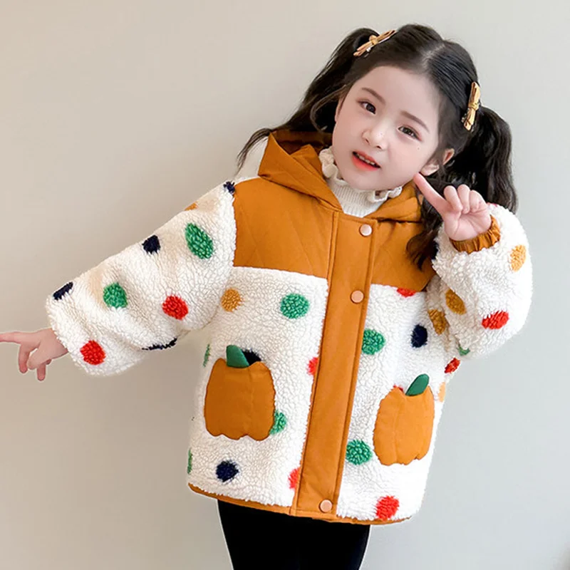 Coat Tops Girls' Plush Thick Autumn/winter 2025 New Style Baby Girl's Stylish Warm Wool Sweater Casual Cute Children's Padding