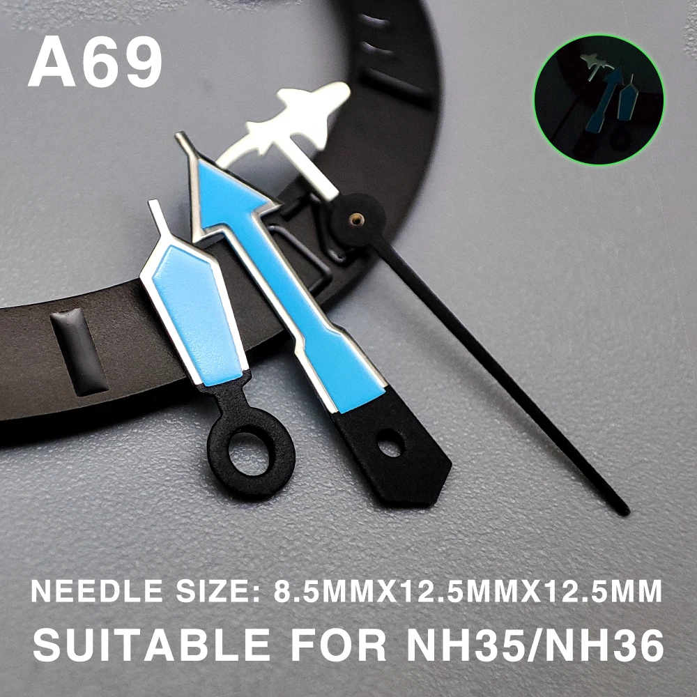 Watch Accessory Hands Superluminova Blue-Green Hands for NH36/35, 4r36 A1~A104 Case Movement