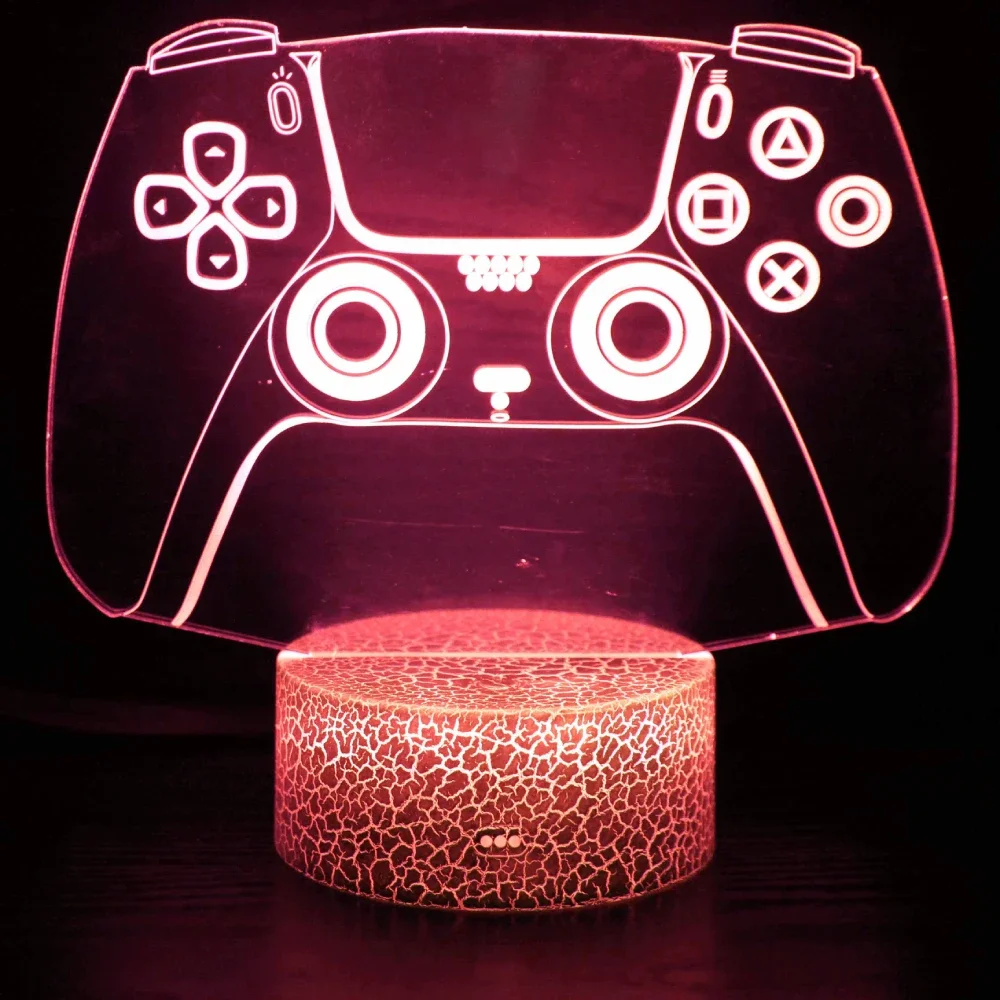 Gamepad 3D Illusion Lamp LED Night Light 7 Color Changing Gamer Nightlight Kids Room Decor Christmas Birthday Gift for Boy Men