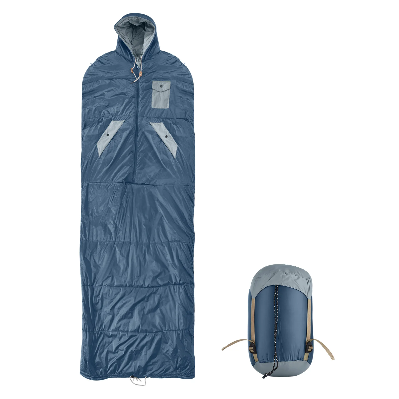 

Adult Camping Sleeping Bag Reversible Envelope Design 10-20°C Waterproof Nylon Lightweight Compressible Hiking Travel