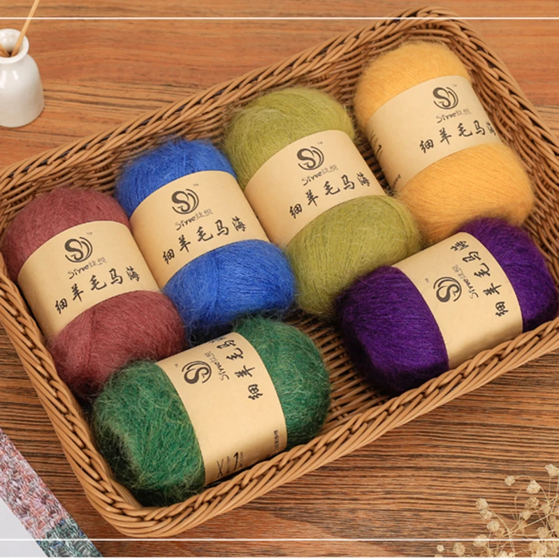 50g/ball Milk Soft Mohair YarnWool Yarns Crochet Threads DIY Sweater Scarf Dress Hand Sewing Knitting Yarns Plush Fluffy Yarn