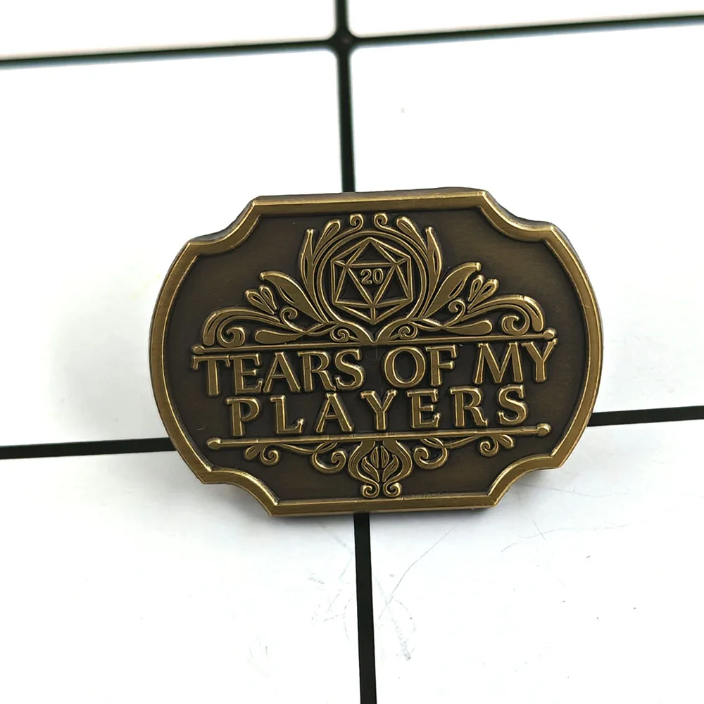Broche en métal Dungeons & Dragons : Badge Larmes de mes joueurs, style rétro, accessoire de jeu de société pour fans et sacs