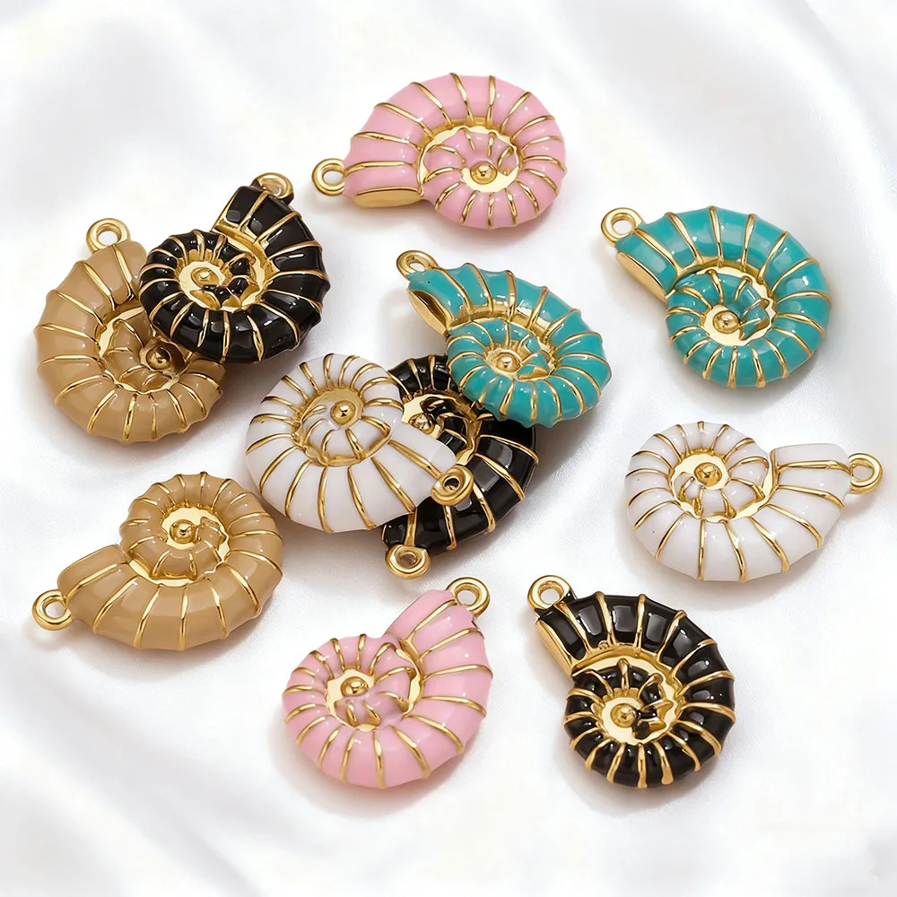 

2pcs Stainless Steel Multi-Color Double-sided Enamel Conch Charm DIY Necklace Bracelet Earrings Jewelry Making Supplies Findings