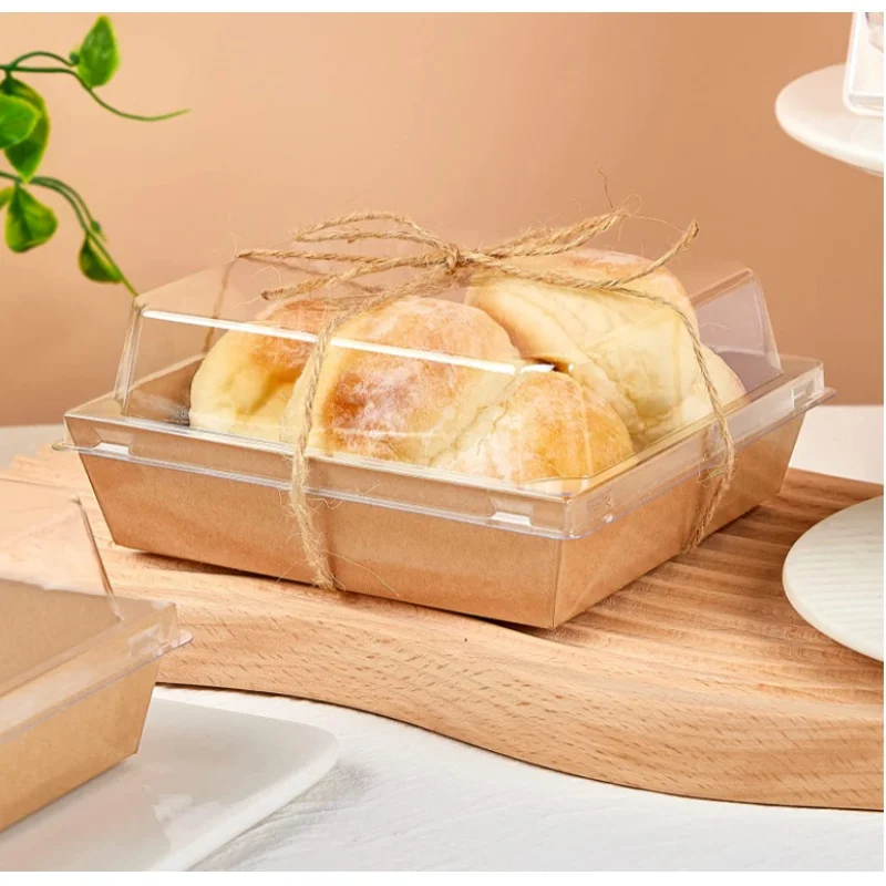 Cajas de papel personalizadas para guardar comida, caja cuadrada con tapa para sándwich