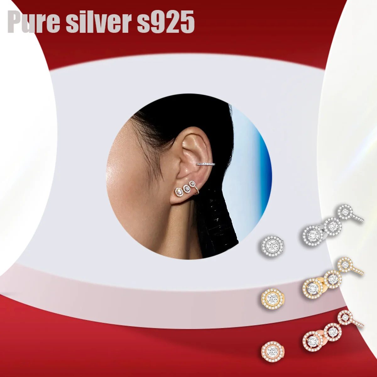 

Pure silver s925 earrings Unique temperament, high-end design, fashionable and versatile accessories