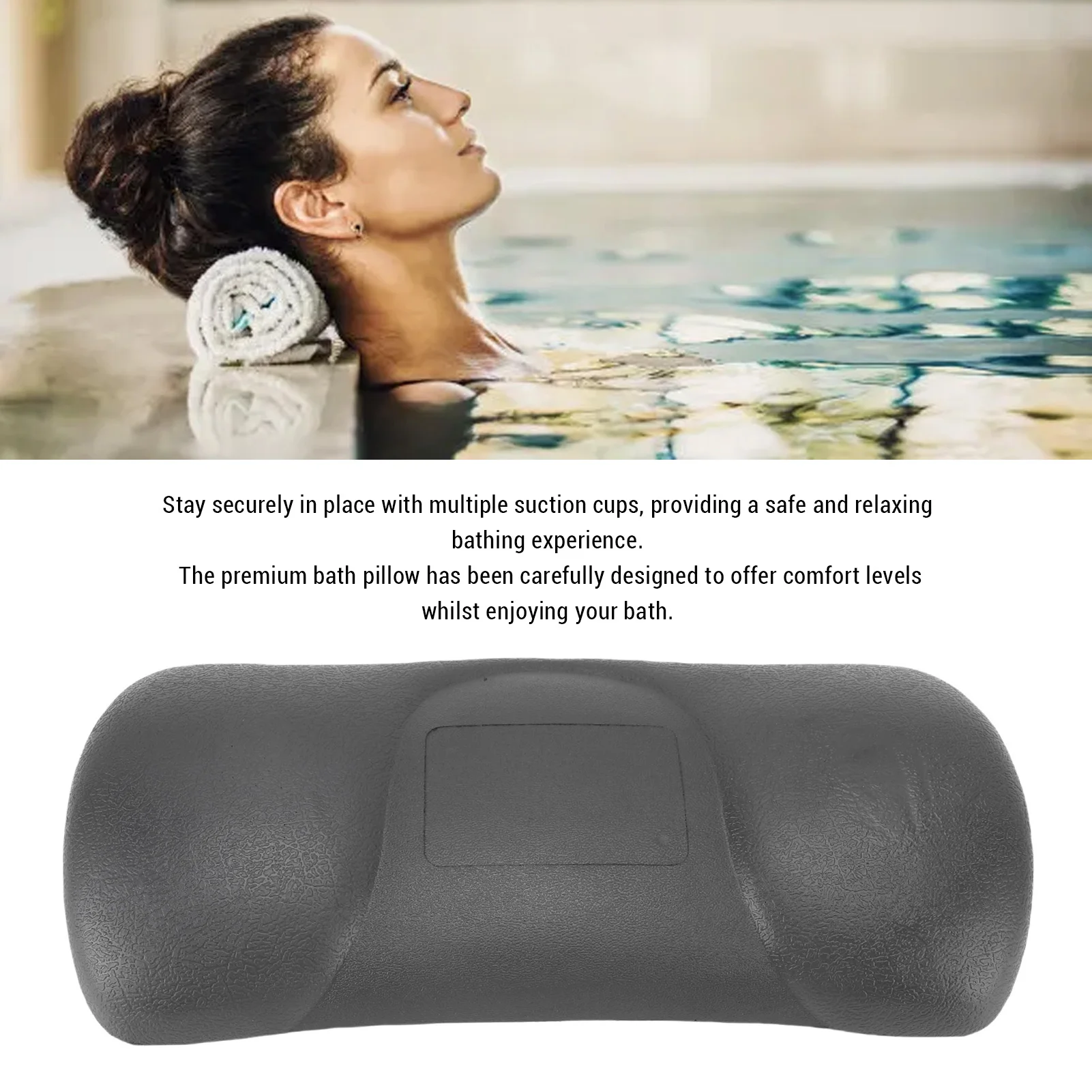 Bath Pillow PU Bathtub Pillow Neck Support Anti Slip Suction Cups Bath Cushion for Bathroom Spa Bathtub Cushion Bathtub Pillow