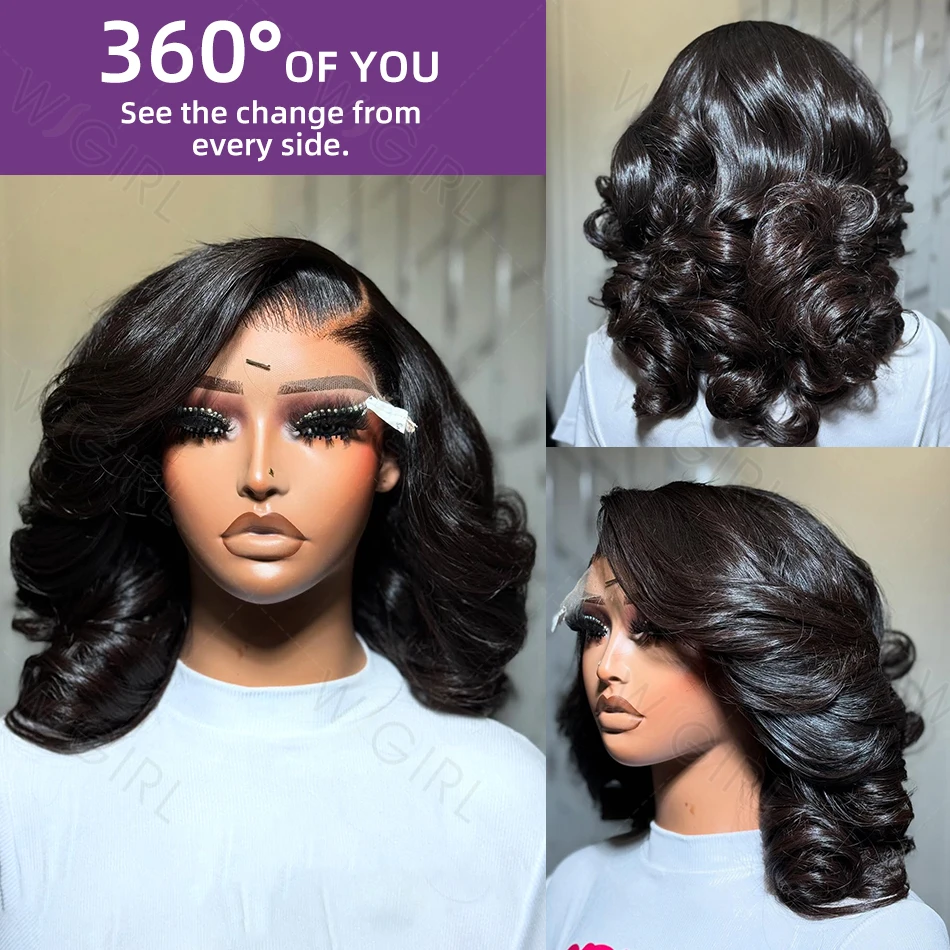 13x6 HD Body Wave Bob Wigs Short Body Wave Human Hair Wigs Brazilian Water Wave 13x4 Lace Frontal Wigs 5x5 Closure Wig For Women