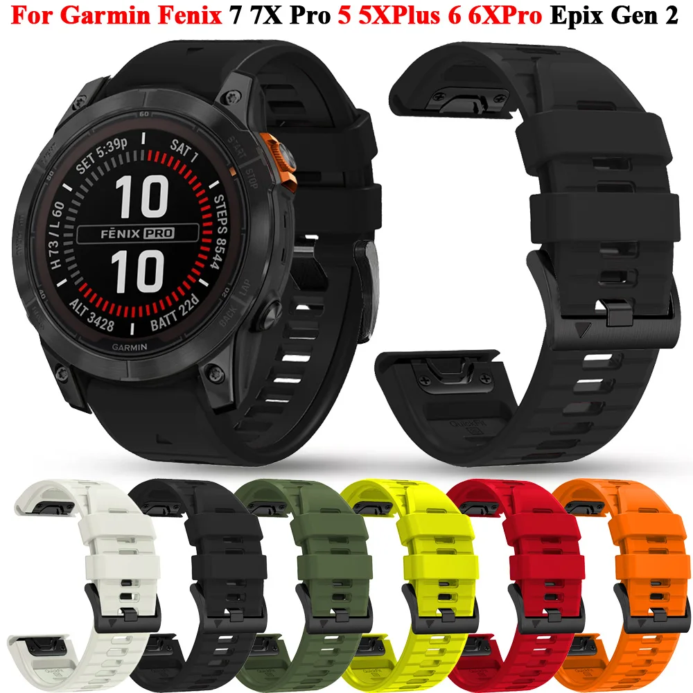 Ремешок силиконовый для наручных часов, Quickfit для Garmin Fenix 7 7X Pro 6X 5X/Epix Pro Gen2 51 мм 47 мм MK1 MK2i Enduro, 26 мм 22 мм