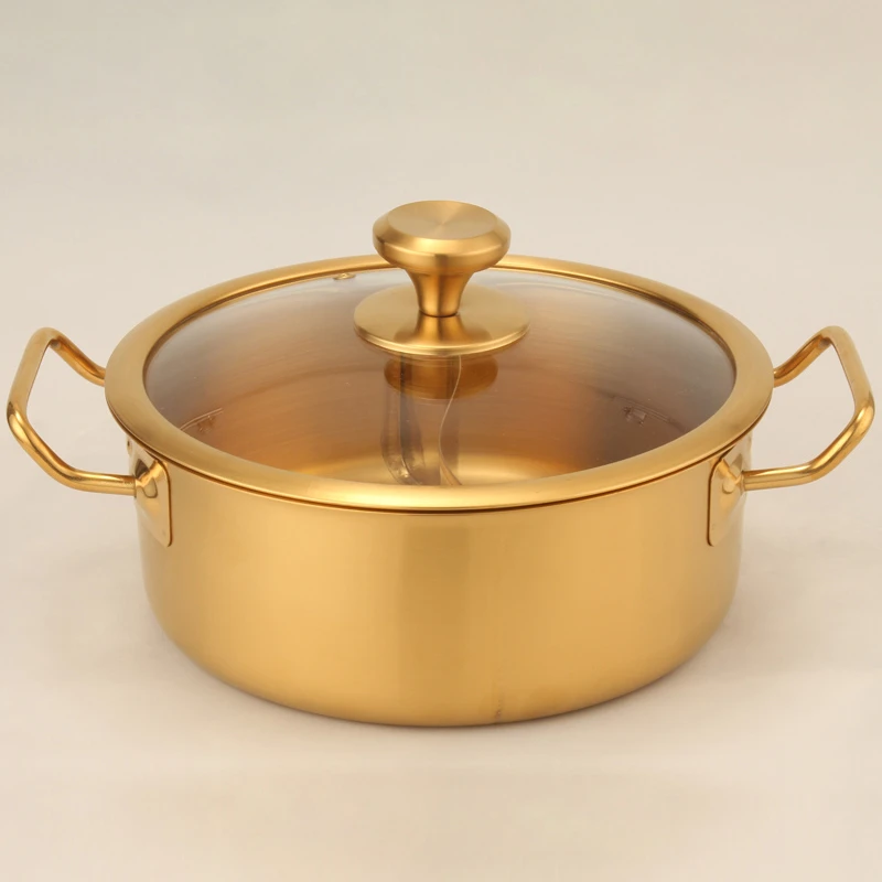 Double flavor pot Commercial gold imitation copper pot Universal soup pot for induction cooker Stainless steel hot pot hotpot