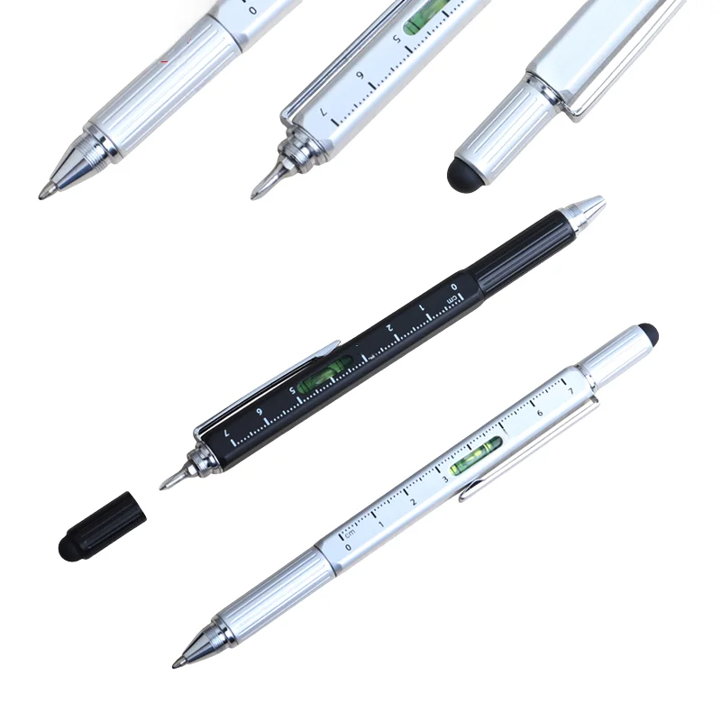 

Шариковая ручка с 5 шт. чернилами, металлическая основная часть, многофункциональный инструмент, ручка, отвертка, делительная линейка, сенсорное управление