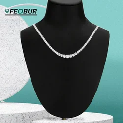 3-5mm Gradual Moissanite Tennis Necklace for Women Original Certified 925 Sterling Silver Sparkly Diamond Choker Wedding Jewelry