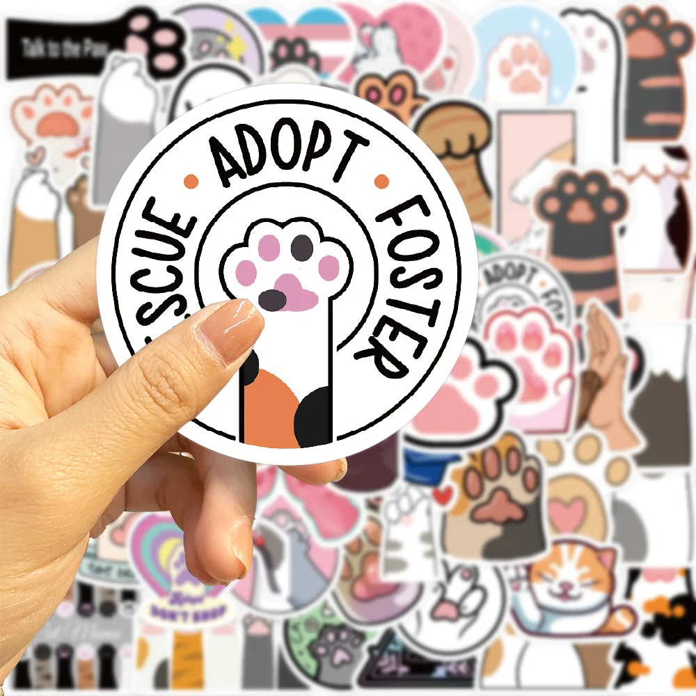 10/30/60Pcs Cute Cat's Paw Waterproof Graffiti Sticker Aesthetic Decorative Luggage Phone Laptop Diary Scrapbook Kids Stickers