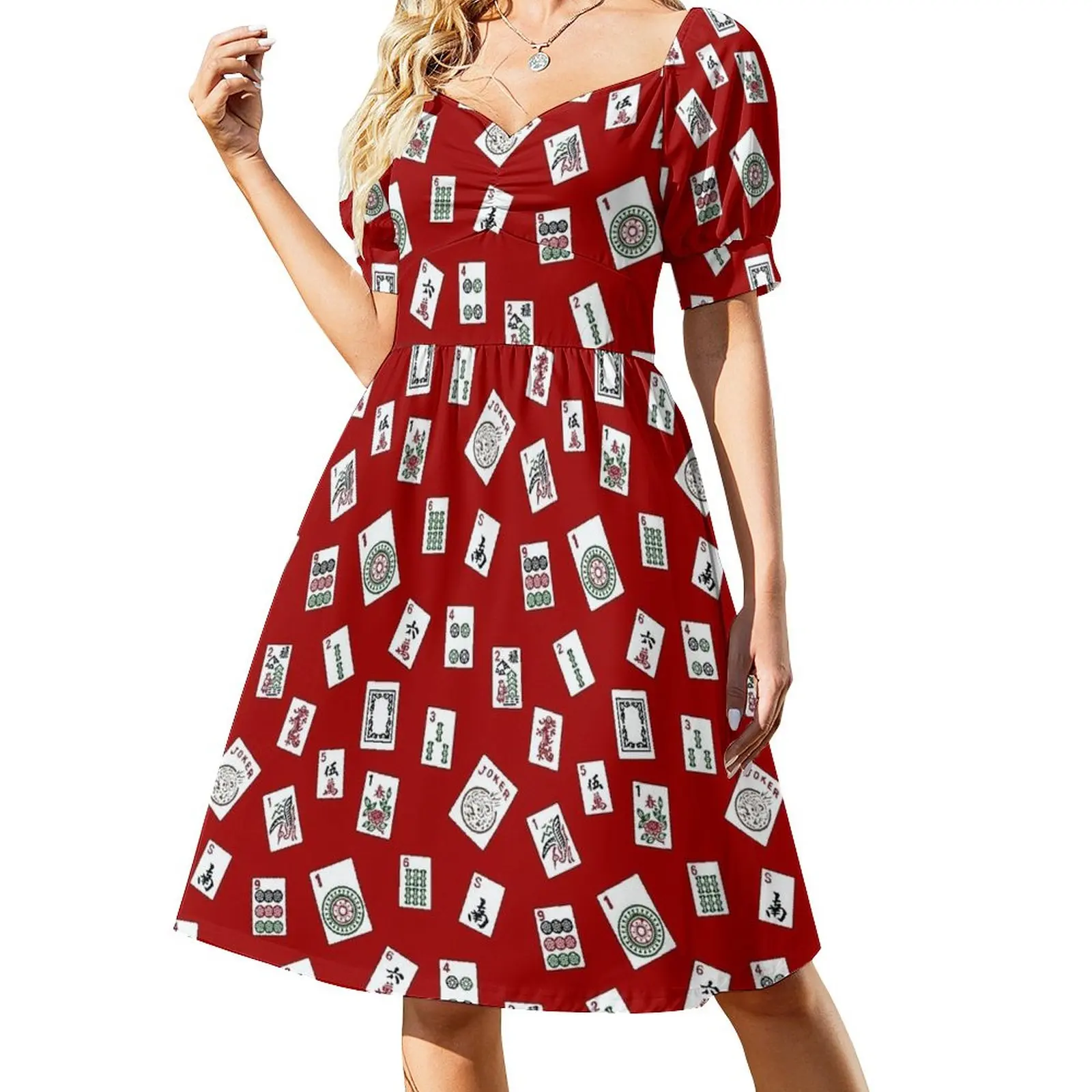 

Red Mahjong Dress Women's dress women's elegant loose dresses Women's evening dress