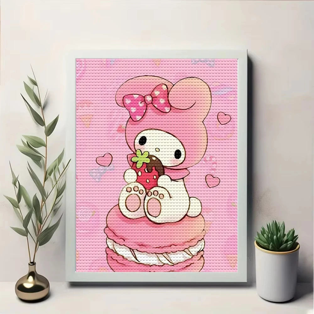 5D DIY Diamant-Malerei-Set Sanrio My Melody Anime-Kunst Vollflächiges Strass-Mosaik Wanddekoration Bastelset Geschenk für Zuhause Rahmenlos