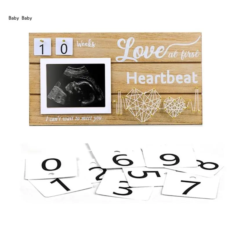 Baby Scan Photo Frame with Countdown Weeks Display Ornament Decor Gift Q81A