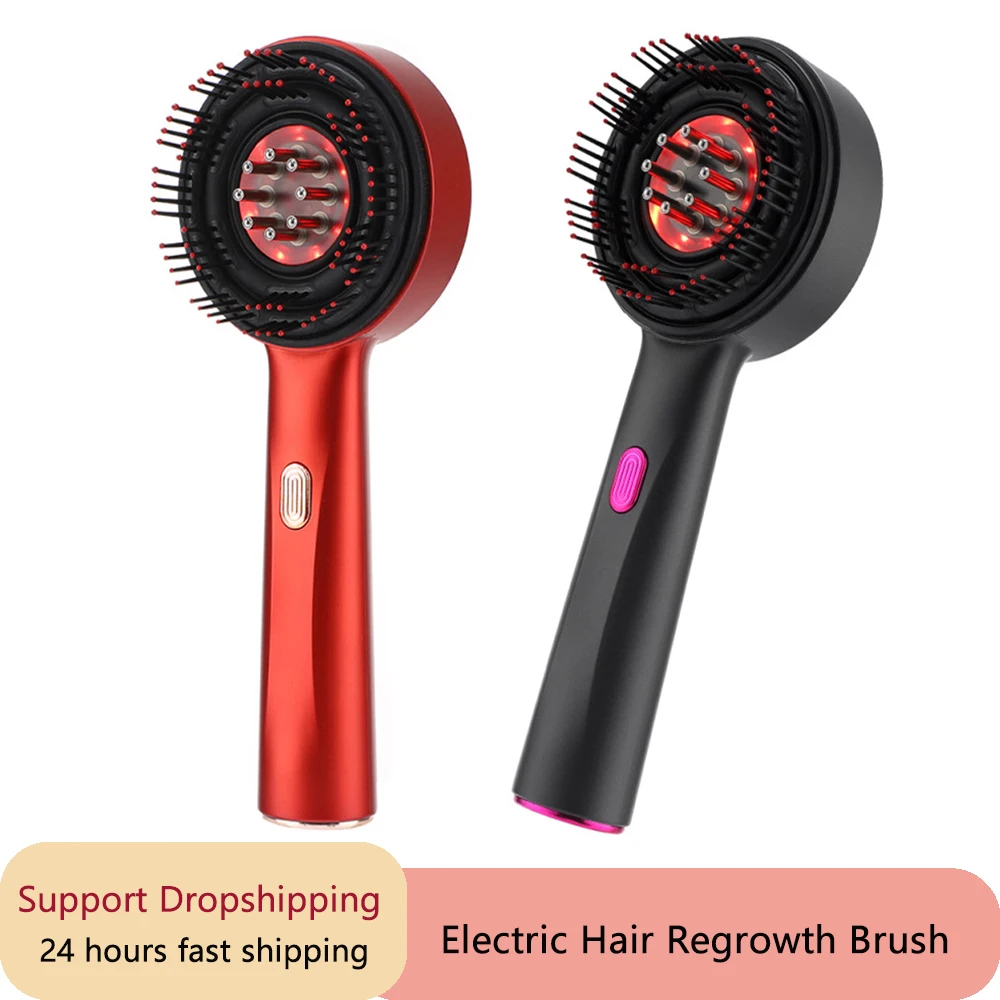 Electric Vibration Massage Comb Red Light Hair Growth Massage Scalp Brush Anti Hair Loss Liquid Oil Applicator Hair Care
