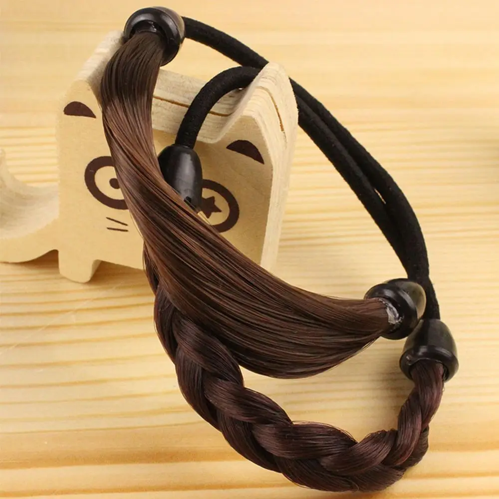 Ikat Rambut Elastis Wanita Model Kuncir Kuda Scrunchie Wig Sintetis Tali Rambut Kepang Aksesoris Rambut