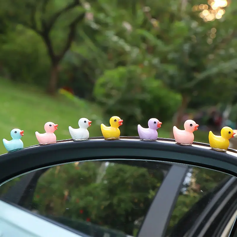 Multiple Colors Ducks Toy Car Ornaments Cool Duck Car Dashboard Decorations Duck Cake Toppers Animal Doll for Home Decoration