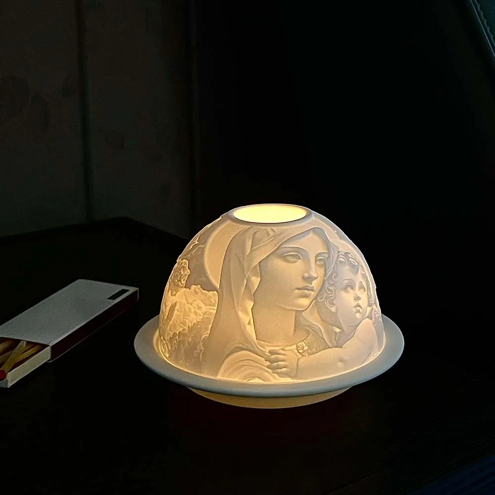 

Lumina Ceramic Holy Mother Virgin Mary With Angels Jesus Vintage Pray Tea Light Candle Dome Holder Candlestick Gifts Home Decor