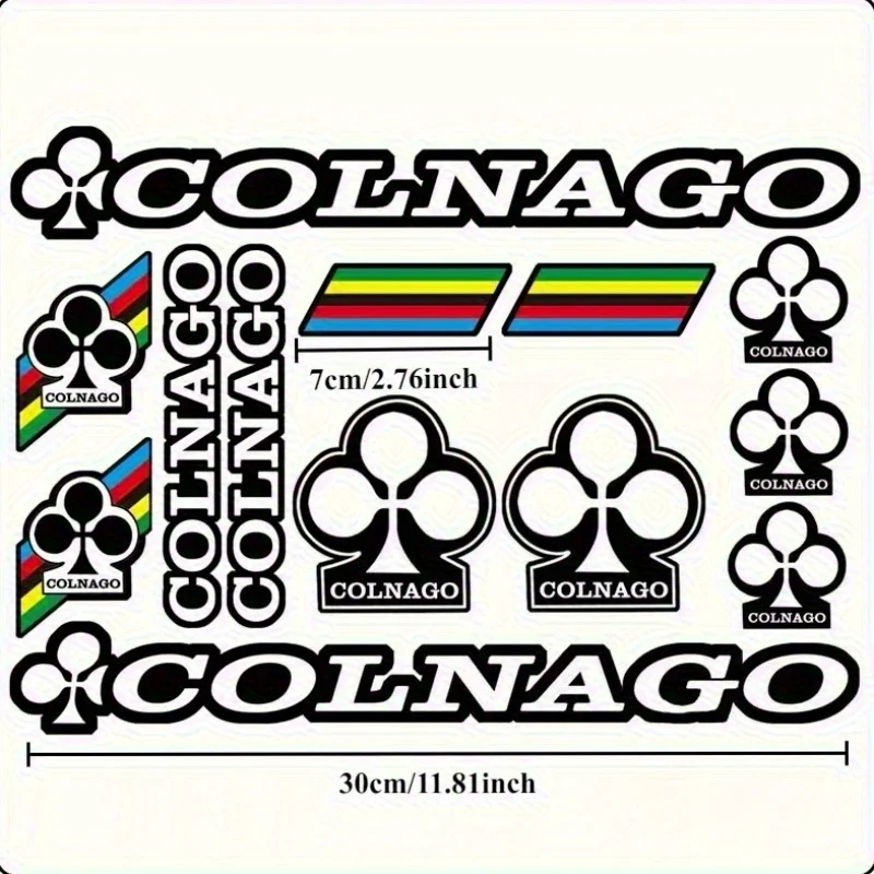 ملصقات ديكور مخصصة لركوب الدراجات - 13 قطعة/ورقة COLNAGO، تصميم قوس قزح البرقوق، خوذة/إطار/تكلم مناسب