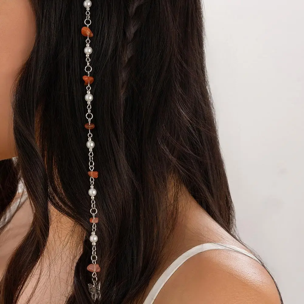Shell Hair Ornaments Bohemian Stone Pearl Hair Charms for Braids Beaded Hair Accessories Summer Beach Jewelry Stylish for Women