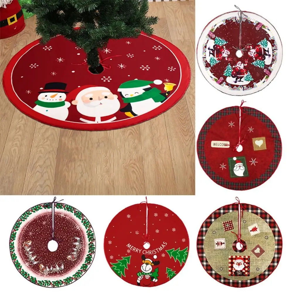 

Party Decor Christmas Tree Skirt Merry Christmas Happy New Year Carpet Floor Mat Tree Accessories Home Supplies Xmas Floor Cover