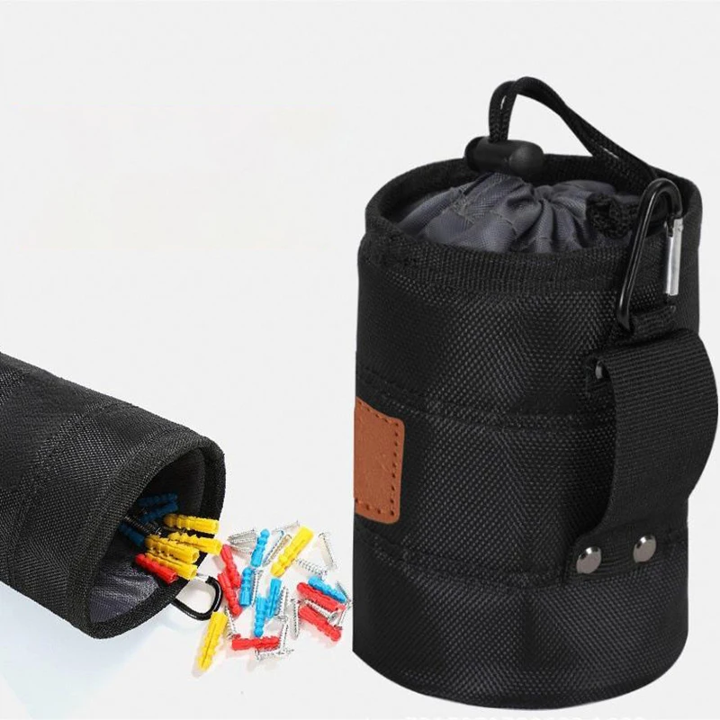 Durable Black Multi-Functional Tool Belt Pouch Screw & Nail Storage Bag Thickened Wear-Resistant Home Repair Organizer