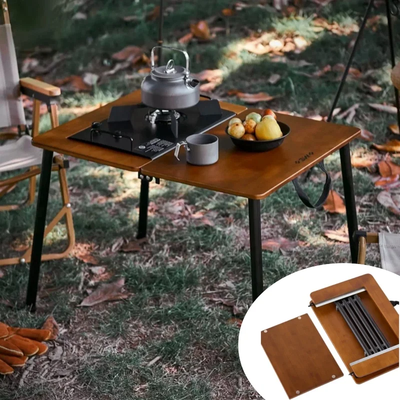 Outdoor IGT Table Portable Camping Liftable Table Bamboo And Wood Folding Freely Combined Tea Table