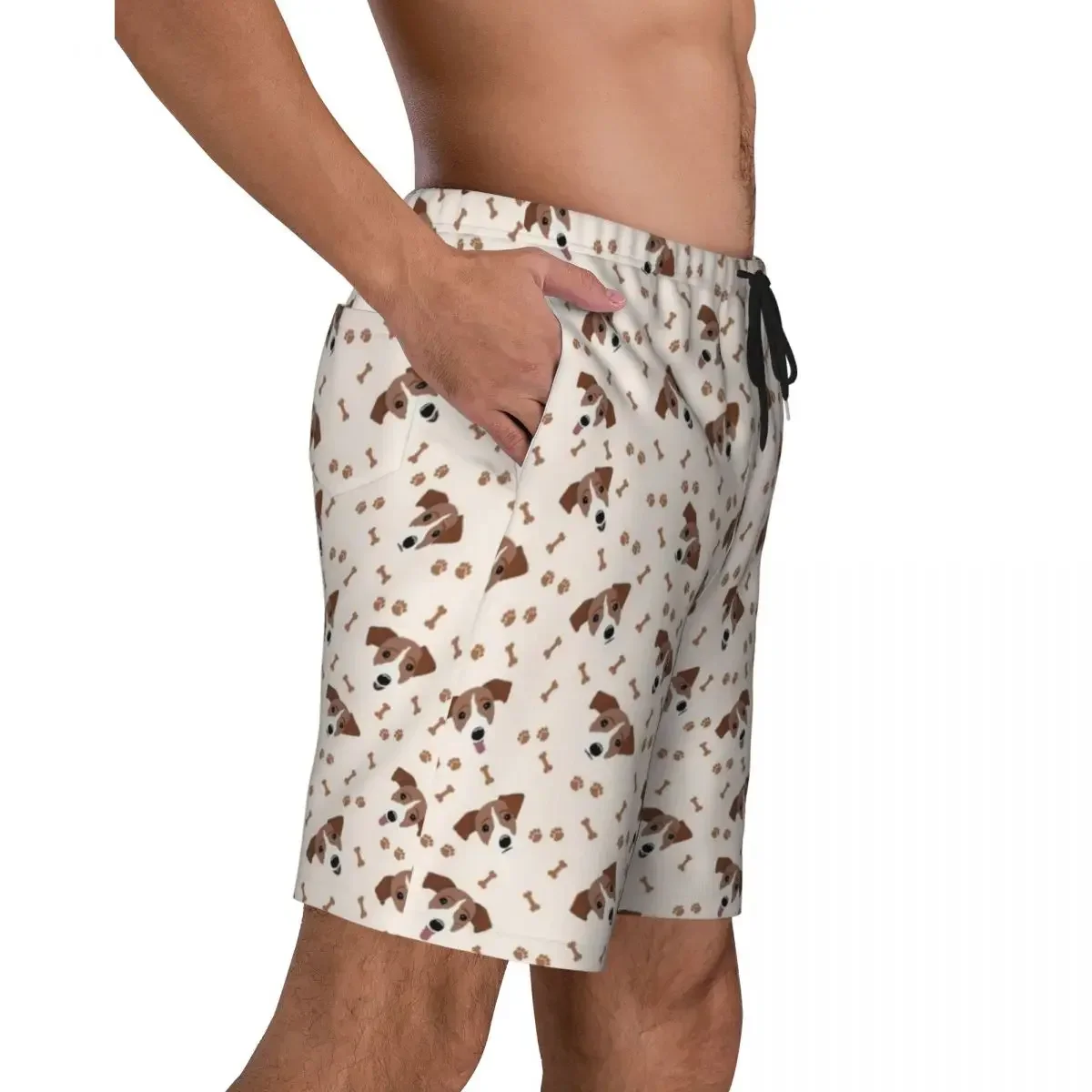 Jack Russell Terrier Dog Bones Men's Swim Trunks Swimwear Quick Dry Beach Board Shorts Animal Swimming Boardshorts