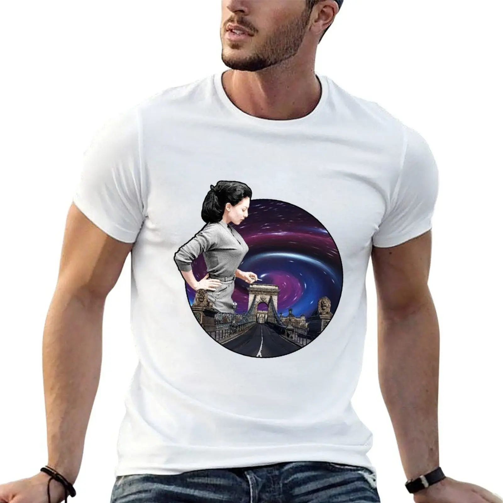 T-shirt « Contemplation d'une rue vide », t-shirts amusants en coton pour homme, t-shirt d'été en coton pour homme