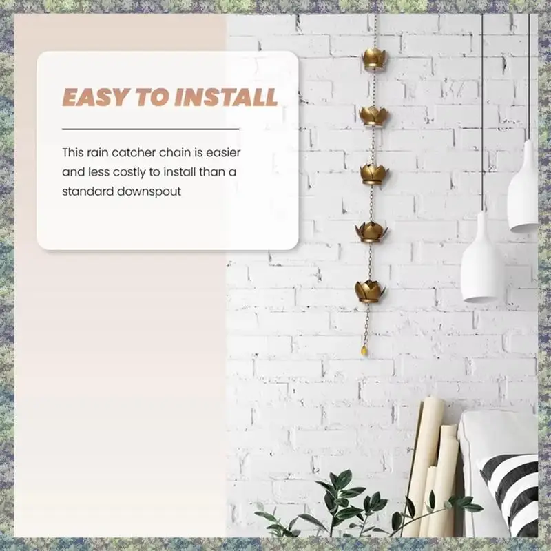 

WON Rain Chains - Lotus Rain Chain Set, Powder Coated Rust-Resistant Rainchains, Includes Rain Chain Gutter Adapter