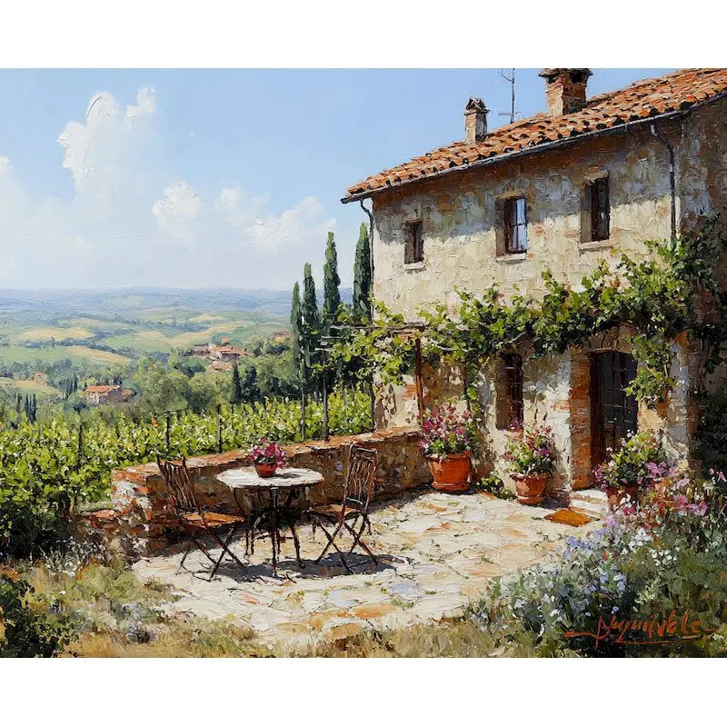 

GATYZTORY Painting By Numbers For Adults Rural Cottage Scenery Drawing Coloring By Numbers Wall Art Painting For Home Decor Diy