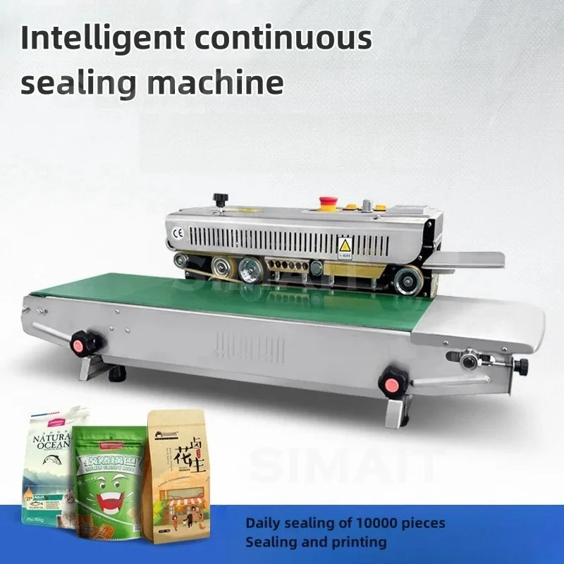 FR-900 Continuous Plastic Bag Sealer 0-12m/min Auto Date Printing for Food/Pharma