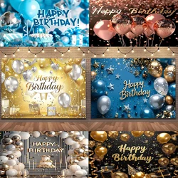 Gold Glitter Blue Birthday Party Background Balloon Star Stand Banner Poster Background  Theme Party Decoration Supplies Gi