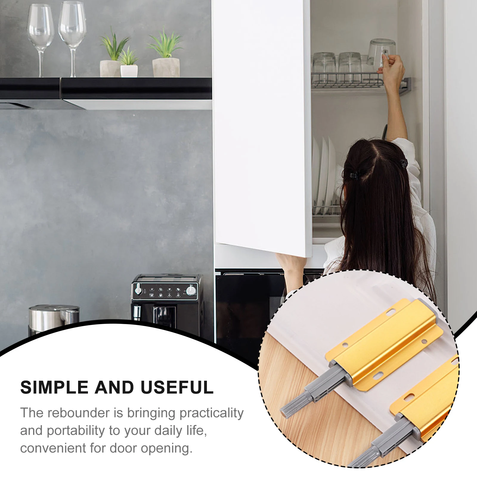 

4 Pcs Rebounder Devices Plastic Magnetic Simple Design for Bedroom Cabinet Doors Bathroom Furniture Easy Install Practical