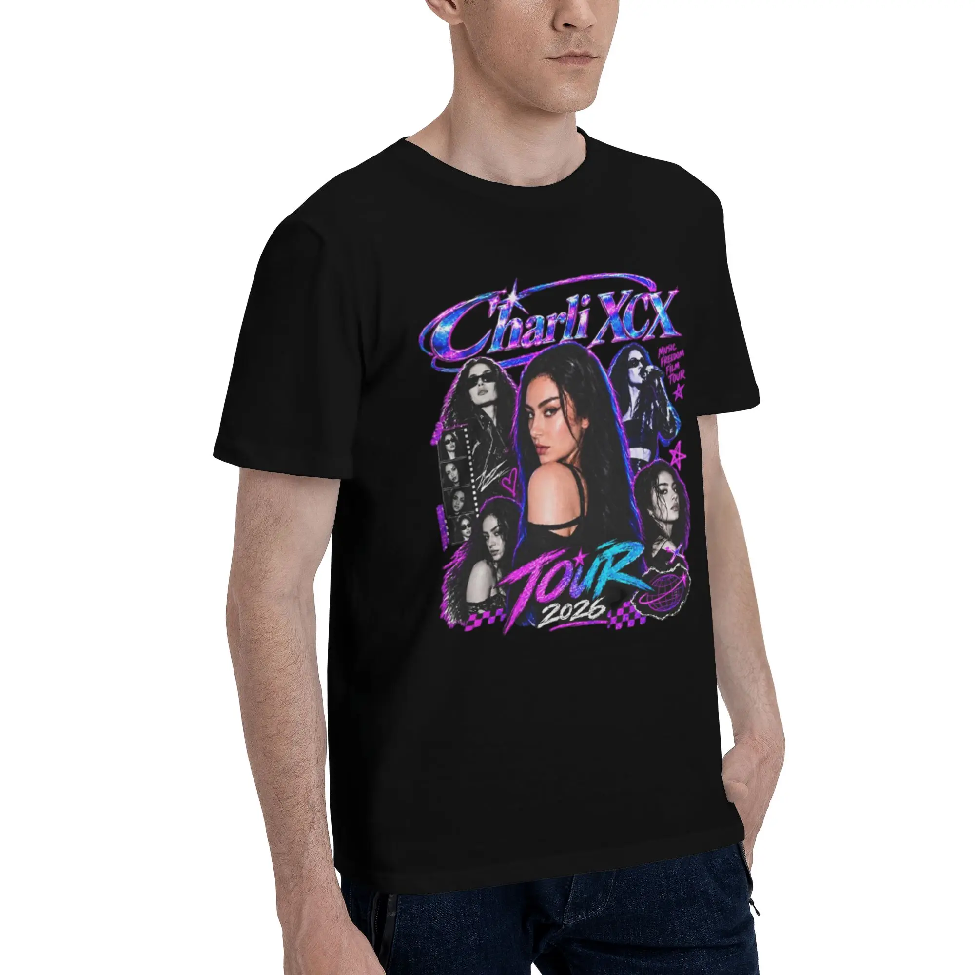 Men Women Charli XCX 2026 Music Fashion Film Tour  T Shirt Cotton Graphic T-Shirt  Clothing Outfits