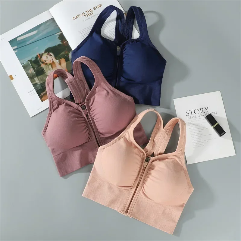 CZGUKE Running Fitness Sports Bra Front Zipper Women's Underwear Shockp roof Top Bra Breathable Seamless Yoga Bra image 6